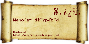 Wehofer Árpád névjegykártya