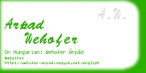 arpad wehofer business card
