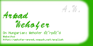 arpad wehofer business card